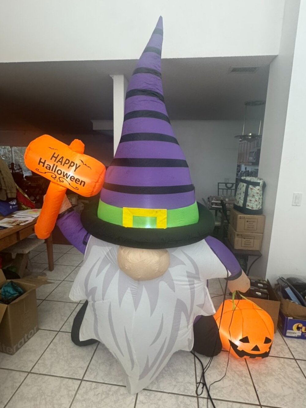6.7ft GOOSH Halloween Inflatable Gnome With Pumpkin